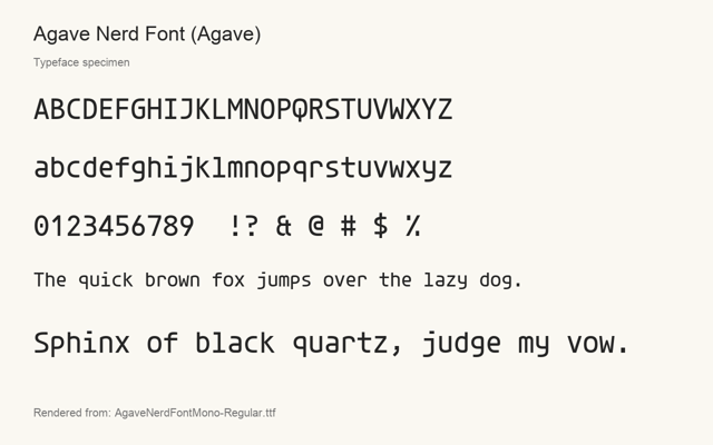 Typeface specimen rendered from the distributed font