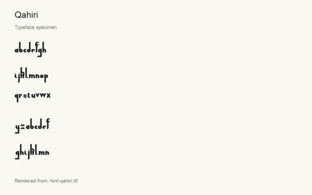 Typeface specimen rendered from the distributed font