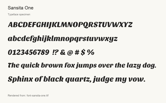 Typeface specimen rendered from the distributed font