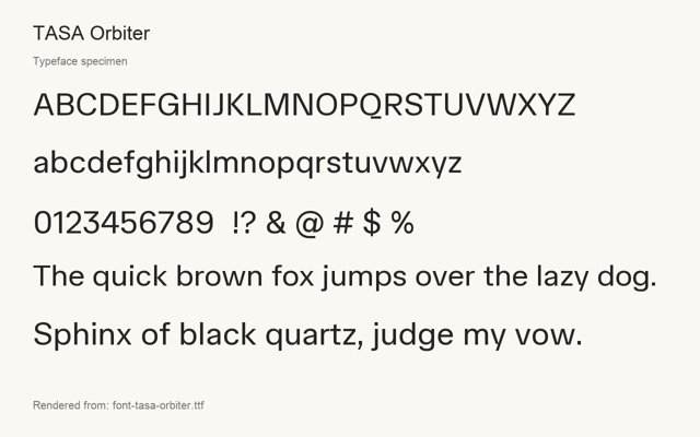 Typeface specimen rendered from the distributed font