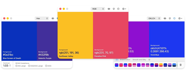 Historical Pika multi-window interface presentation; macOS. Exact version unknown; not a single-window capture.
