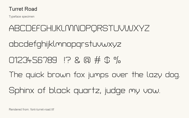 Typeface specimen rendered from the distributed font
