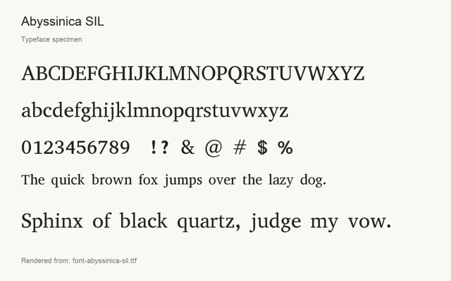 Typeface specimen rendered from the distributed font