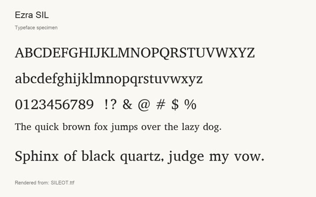 Typeface specimen rendered from the distributed font