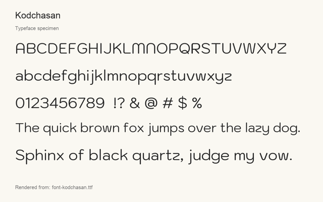 Typeface specimen rendered from the distributed font