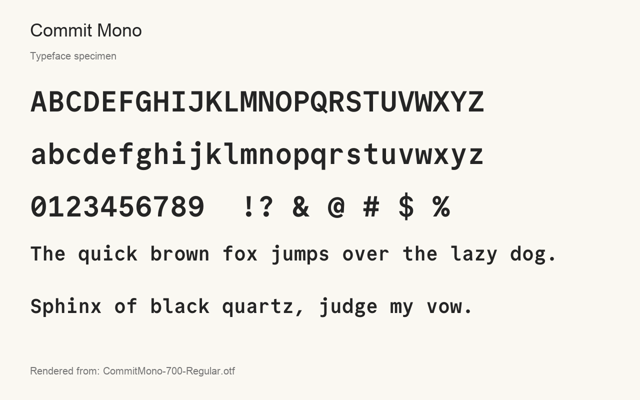 Typeface specimen rendered from the distributed font