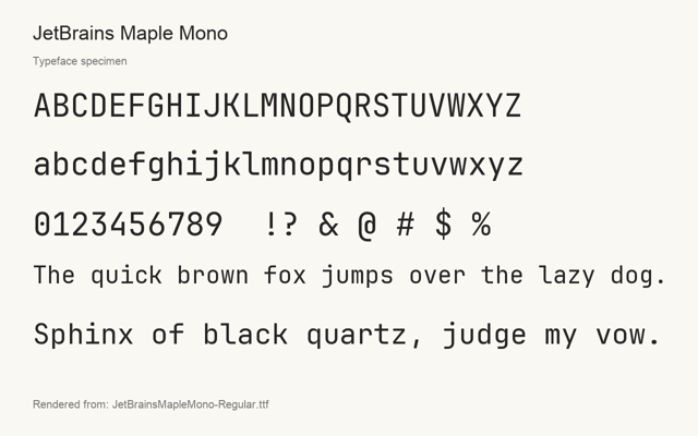 Typeface specimen rendered from the distributed font