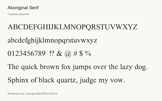 Typeface specimen rendered from the distributed font