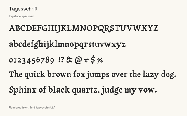 Typeface specimen rendered from the distributed font