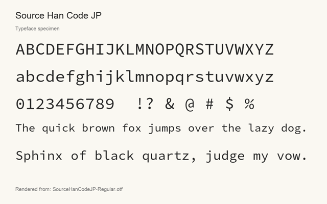 Typeface specimen rendered from the distributed font