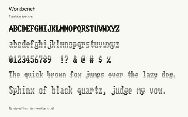 Typeface specimen rendered from the distributed font