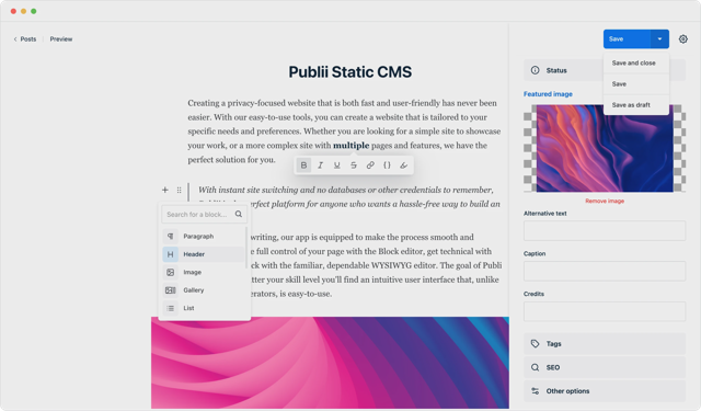 Official application interface