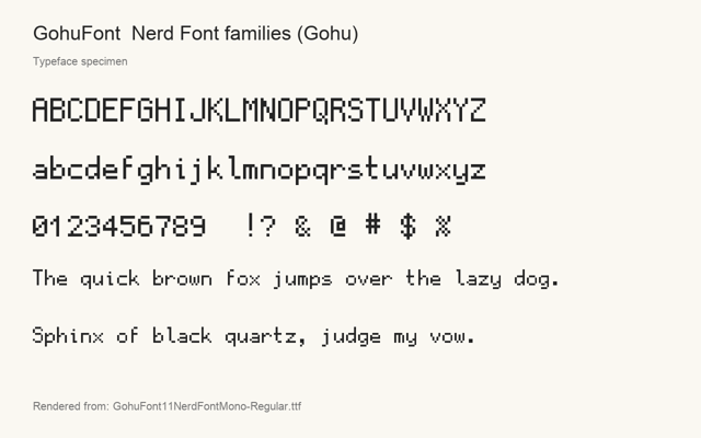 Typeface specimen rendered from the distributed font
