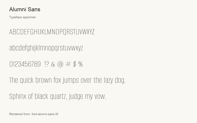 Typeface specimen rendered from the distributed font