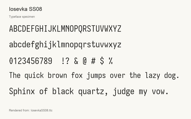 Typeface specimen rendered from the distributed font