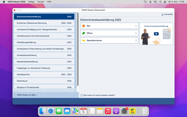 WISO Steuer 2026 for Mac — official Mac App Store screenshot of the start centre