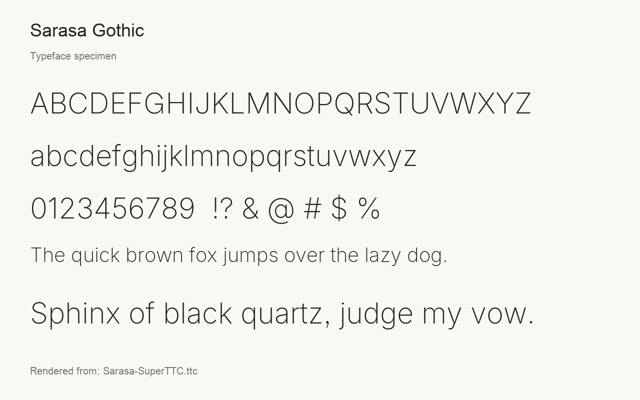 Typeface specimen rendered from the distributed font