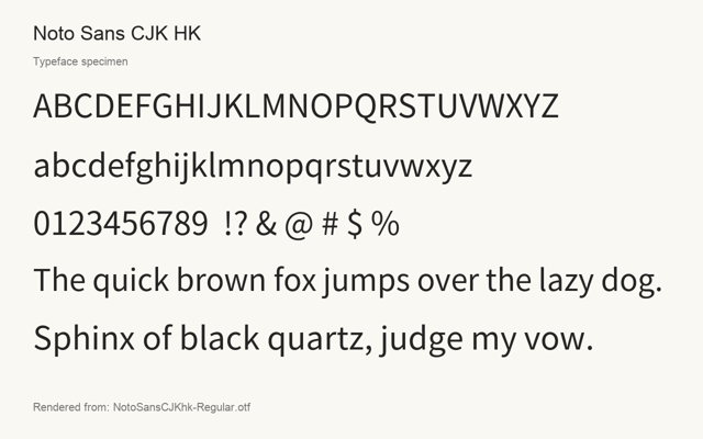 Typeface specimen rendered from the distributed font