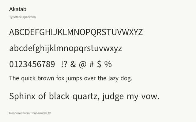 Typeface specimen rendered from the distributed font