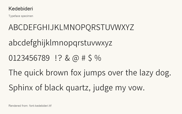Typeface specimen rendered from the distributed font