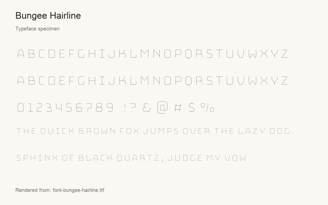 Typeface specimen rendered from the distributed font