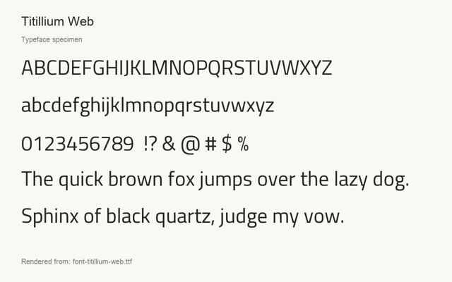 Typeface specimen rendered from the distributed font