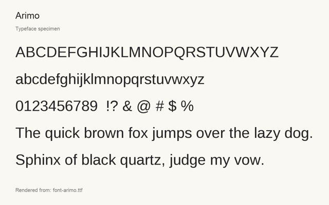 Typeface specimen rendered from the distributed font