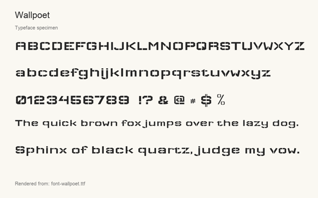 Typeface specimen rendered from the distributed font