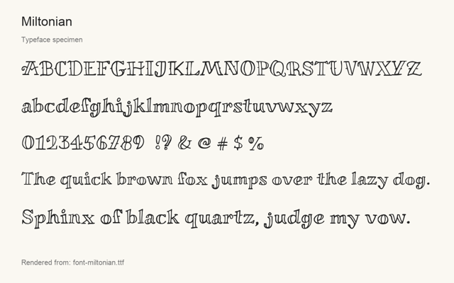 Typeface specimen rendered from the distributed font