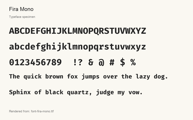 Typeface specimen rendered from the distributed font