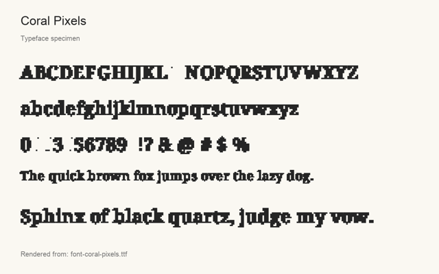 Typeface specimen rendered from the distributed font