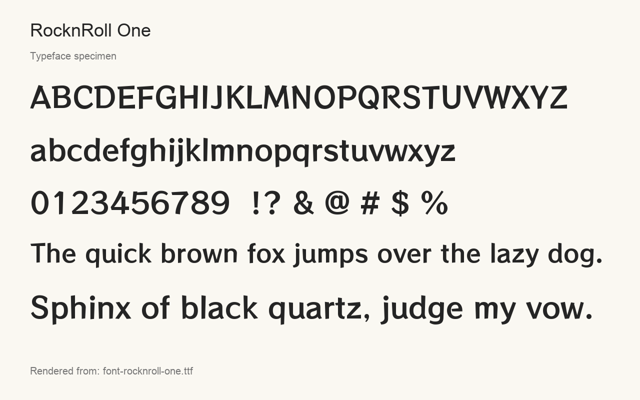 Typeface specimen rendered from the distributed font