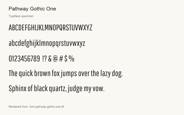 Typeface specimen rendered from the distributed font