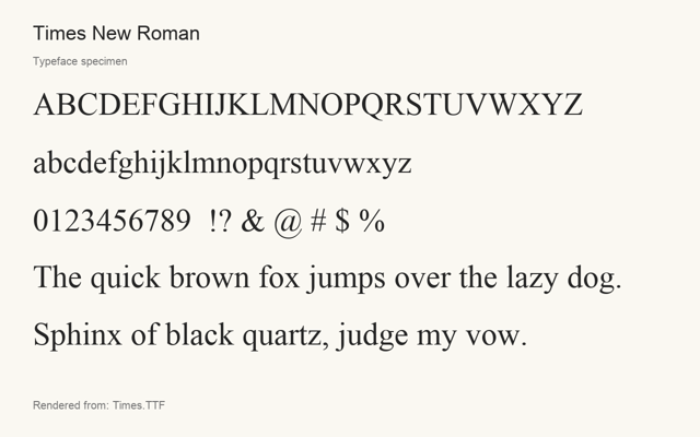 Typeface specimen rendered from the distributed font