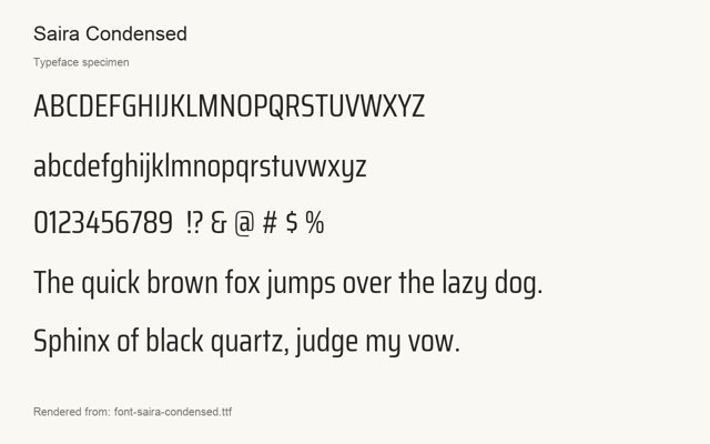 Typeface specimen rendered from the distributed font