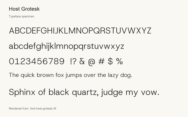 Typeface specimen rendered from the distributed font