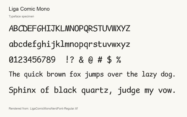 Typeface specimen rendered from the distributed font