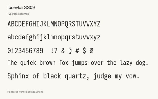 Typeface specimen rendered from the distributed font