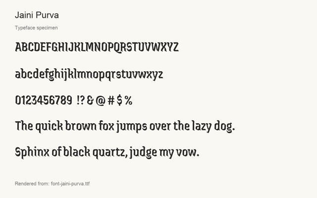 Typeface specimen rendered from the distributed font
