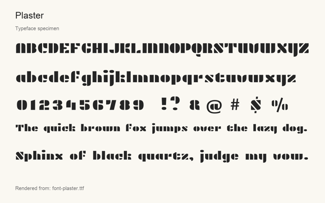 Typeface specimen rendered from the distributed font