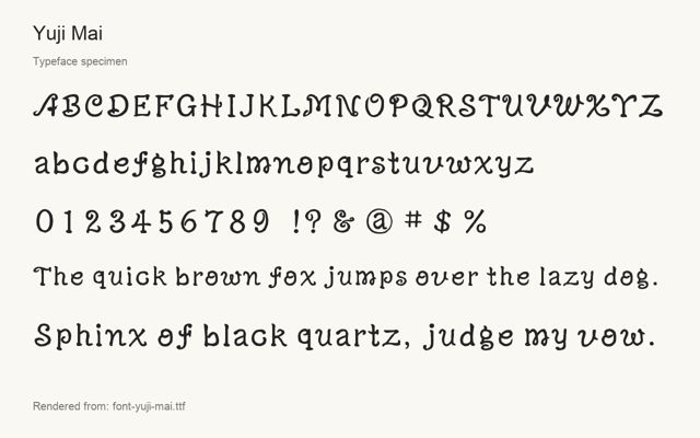 Typeface specimen rendered from the distributed font