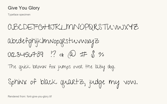 Typeface specimen rendered from the distributed font