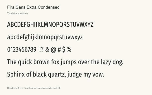 Typeface specimen rendered from the distributed font