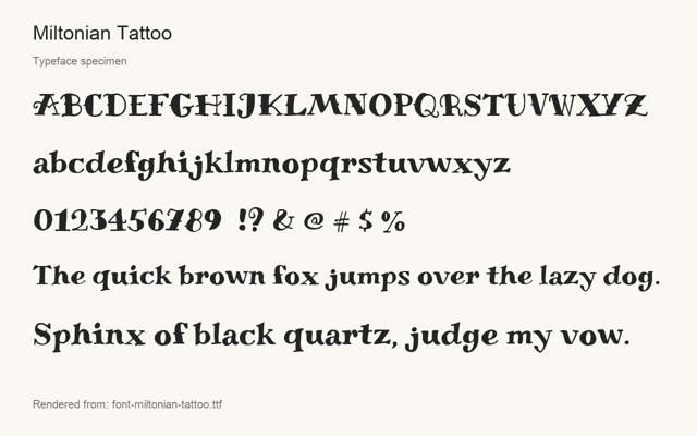Typeface specimen rendered from the distributed font