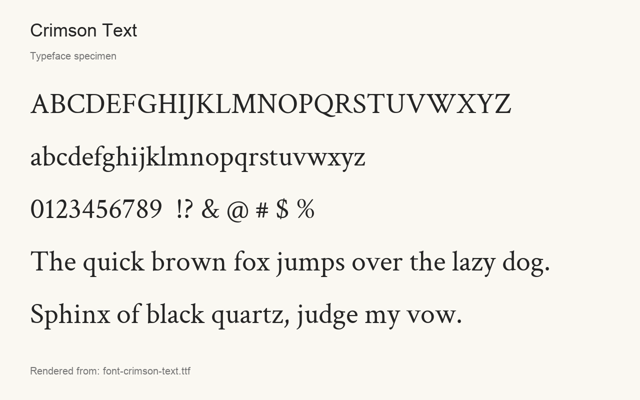 Typeface specimen rendered from the distributed font