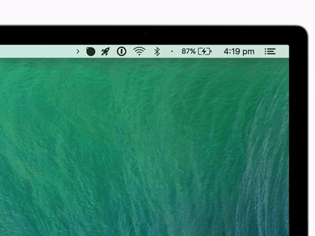 Menu bar icon controls on macOS — official demo animation frame