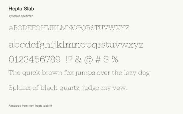 Typeface specimen rendered from the distributed font