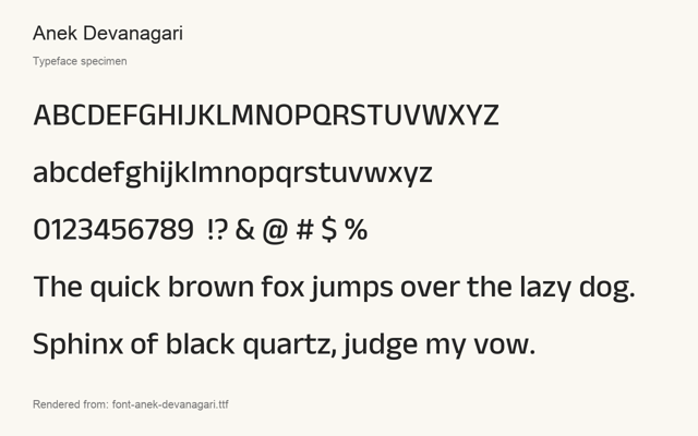Typeface specimen rendered from the distributed font