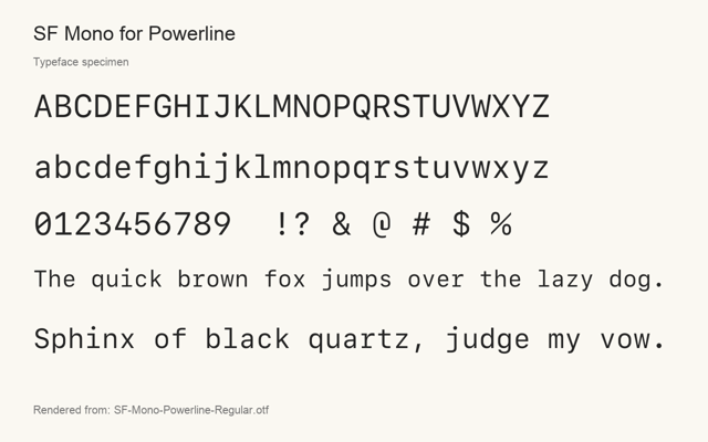 Typeface specimen rendered from the distributed font