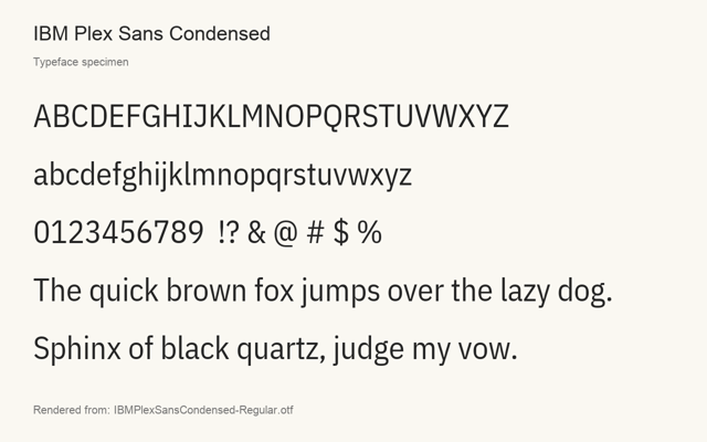 Typeface specimen rendered from the distributed font